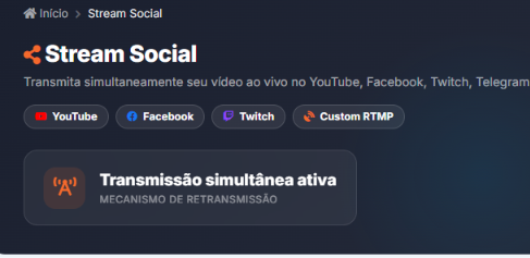 Sua transmissão nas redes sociais